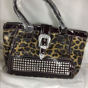 Rhinestone Leopard Shoulder Bag